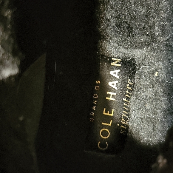 Cole Haan Grand Waterproof Boots Size 8.5 Booties Wedges Black Faux Fur - Picture 8 of 8